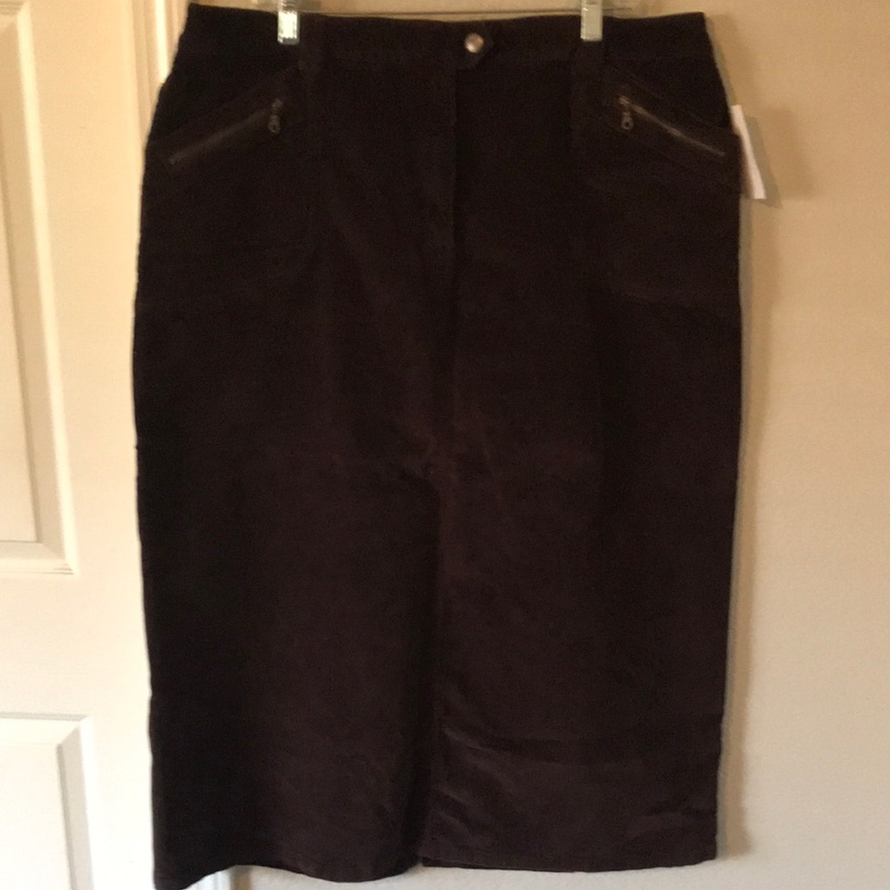 Fashion big brown corduroy skirt 20w